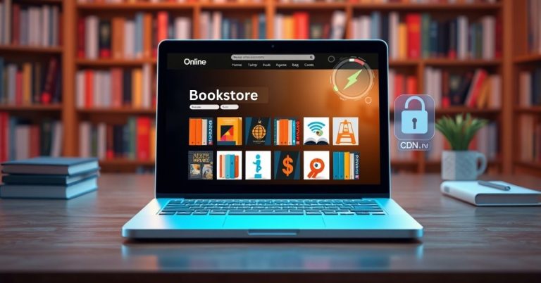 Secure and fast website setup shown using the best hosting for bookstore eCommerce success.
