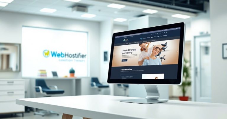 Best hosting for physical therapy services displayed on clinic desktop using WebHostifier.