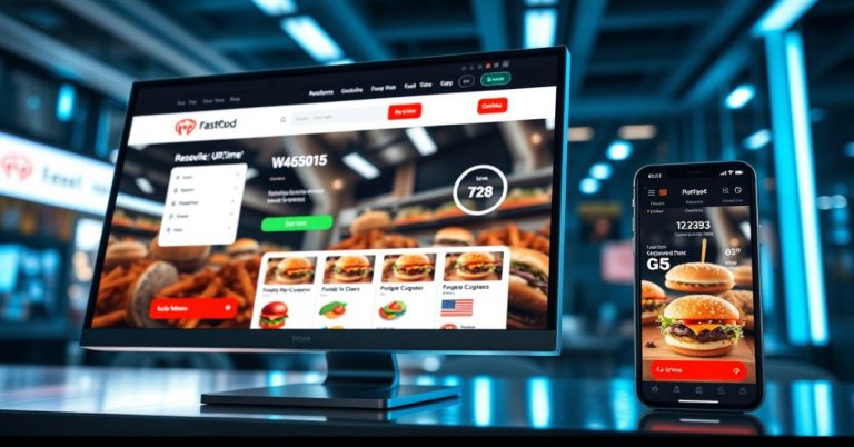 Responsive website and mobile app interface built using hosting for fast food services solution