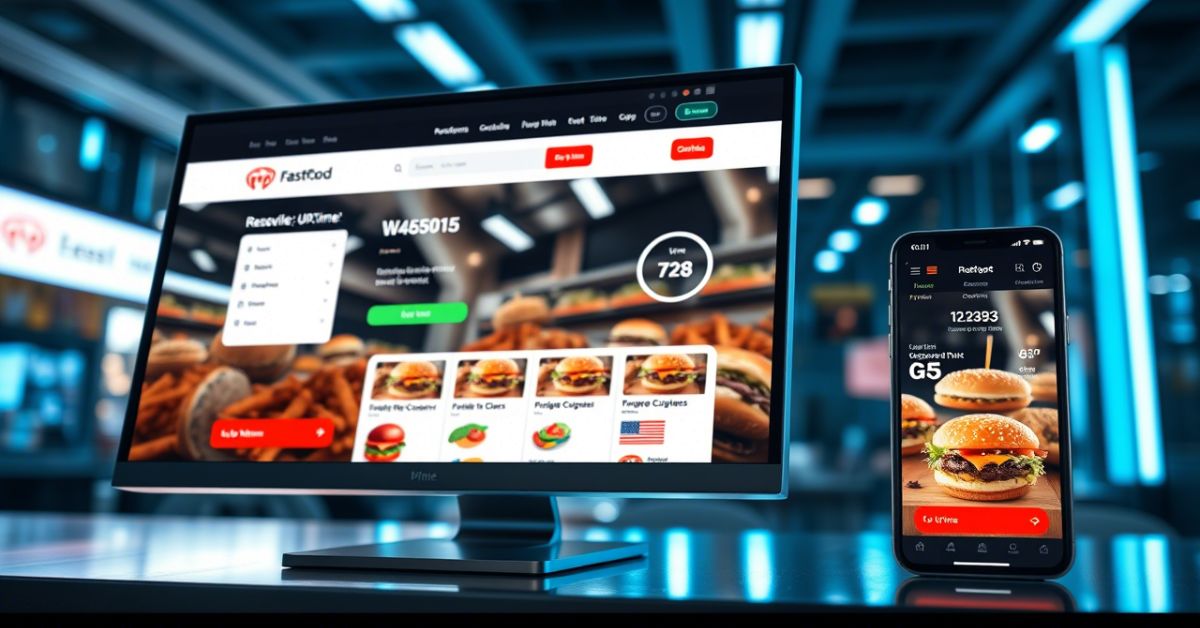 Responsive website and mobile app interface built using hosting for fast food services solution
